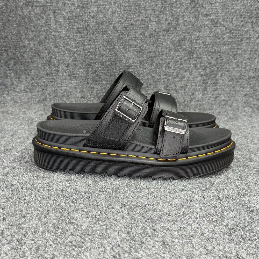 Dr.‎ Martens Myles Brando Leather Buckle Slide Sandals Women's 10 Black Platform